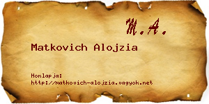 Matkovich Alojzia névjegykártya